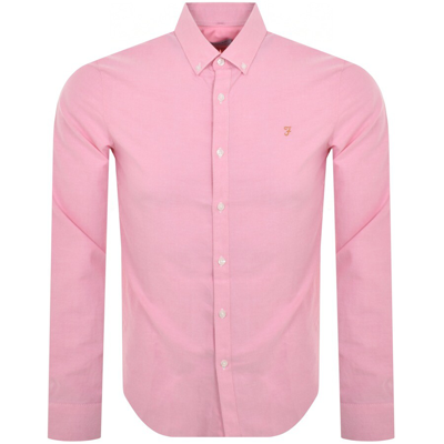 Shop Farah Vintage Brewer Long Sleeve Shirt Pink
