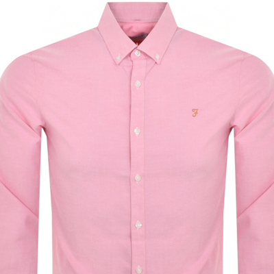Shop Farah Vintage Brewer Long Sleeve Shirt Pink