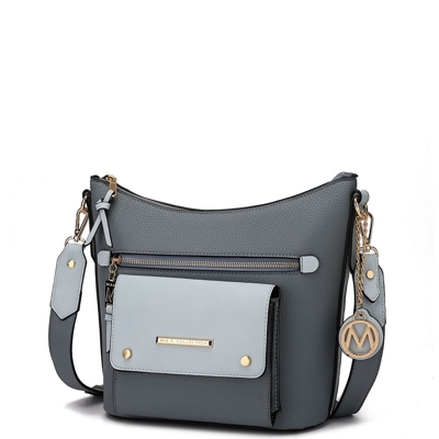 Shop Mkf Collection By Mia K Serenity Color Block Vegan Leather Women's Crossbody Bag In Blue