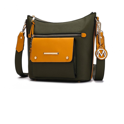 Shop Mkf Collection By Mia K Serenity Color Block Vegan Leather Women's Crossbody Bag In Green