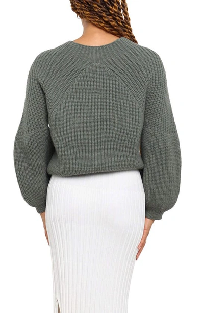Petal And Pup London Blouson Sleeve Sweater In Emerald