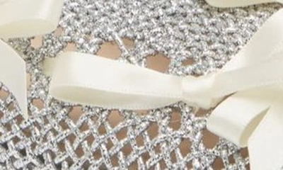 Shop Simone Rocha Bell Charm Crochet Ballet Flat In Silver/ Ivory/ Pearl