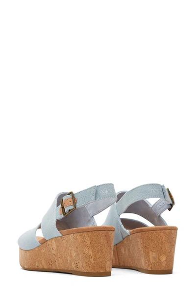 Toms Claudi Platform Wedge Sandal In Light/ Pastel Blue