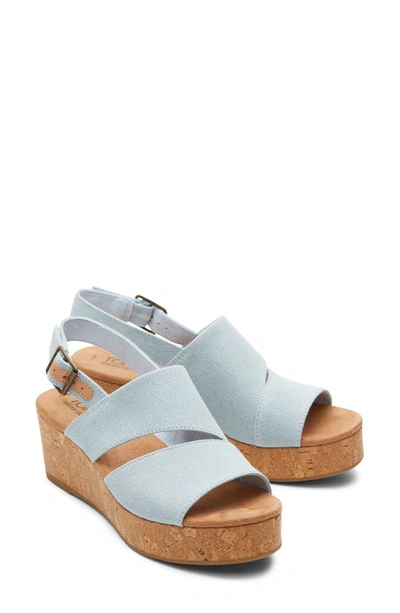 Toms Claudi Platform Wedge Sandal In Light/ Pastel Blue