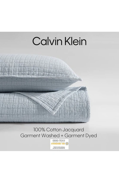 Shop Calvin Klein Essential Washed Jacquard Coverlet In Blue