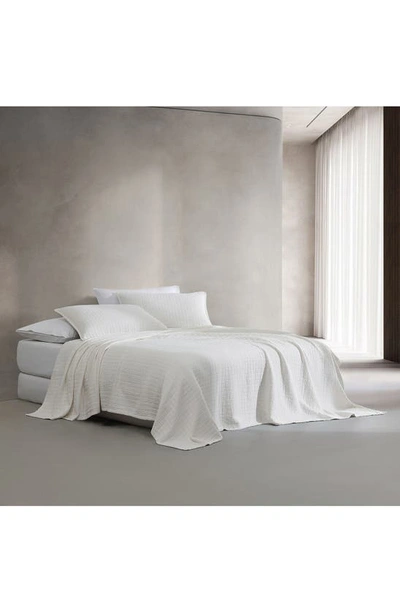 Shop Calvin Klein Essential Washed Jacquard Coverlet In Beige/ Tan