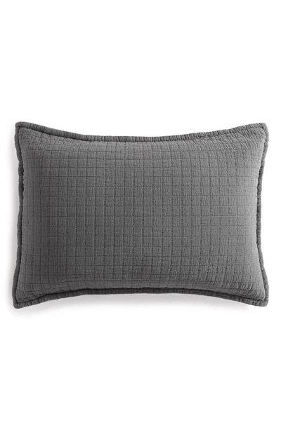 Shop Calvin Klein Essential Washed Jacquard Pillow Sham In Grey