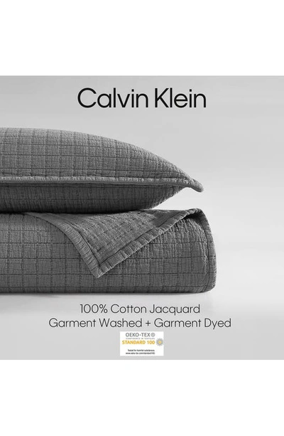 Shop Calvin Klein Essential Washed Jacquard Coverlet In Grey