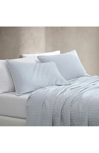 Shop Calvin Klein Essential Washed Jacquard Pillow Sham In Blue