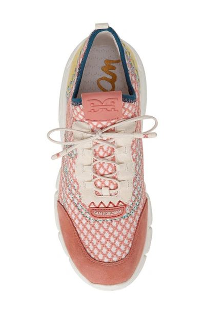 Shop Sam Edelman Chelsie Knit Sneaker In Pink Coral/ Electric Lime