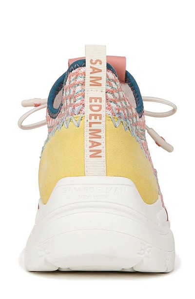 Shop Sam Edelman Chelsie Knit Sneaker In Pink Coral/ Electric Lime
