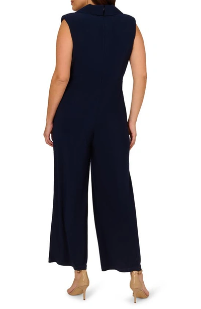 Shop Adrianna Papell Jersey Faux-wrap Jumpsuit In Midnight