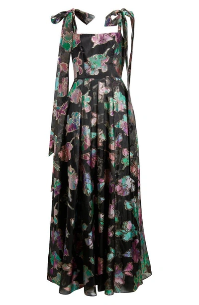 Black Halo Devalin Floral Jacquard Gown In Playful Paradise