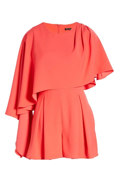 Black Halo Rayna Drape Romper In Hot Coral