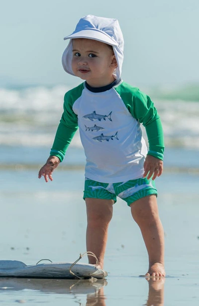 Snapper Rock Reef Shark Two-piece Rashguard Swimsuit In Green