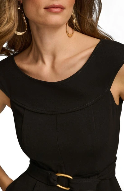 Shop Donna Karan Cap Sleeve Straight Leg Jumpsuit In Black