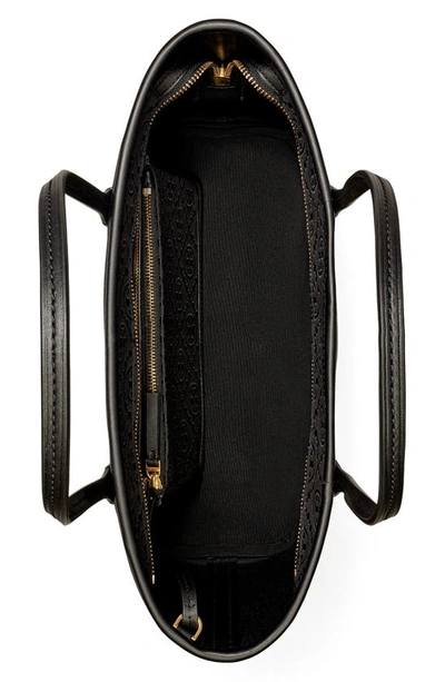 Tory Burch Small T Monogram Zip Canvas Tote Bag In Black