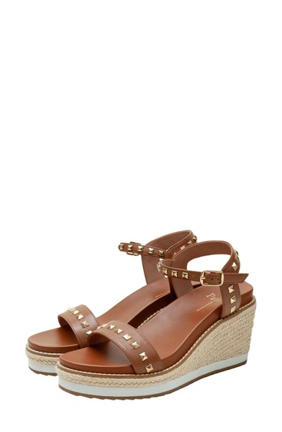 Linea Paolo Vichi Ankle Strap Espadrille Platform Wedge Sandal In Cognac