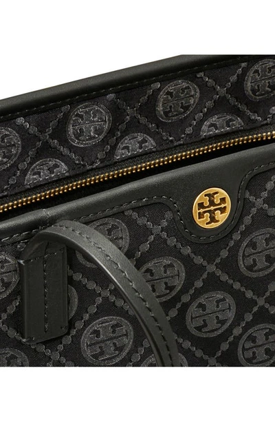 Tory Burch Small T Monogram Zip Canvas Tote Bag In Black