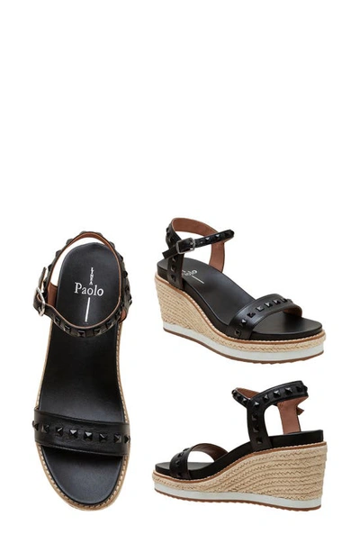 Shop Linea Paolo Vichi Ankle Strap Espadrille Platform Wedge Sandal In Black