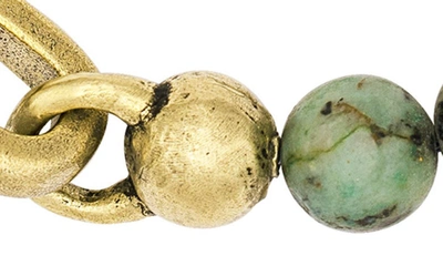 John Varvatos Turquoise Bead & Chain Link Bracelet In Brass
