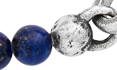 John Varvatos Lapis Lazuli Bead & Chain Link Bracelet In Silver