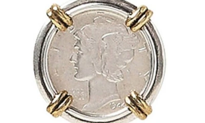 John Varvatos Mercury Coin Necklace In Brass Silver