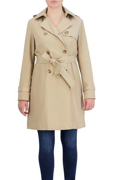 Shop Cole Haan Signature Hooded Trench Coat In Khaki