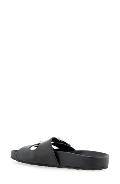 Shop Aerosoles Link Buckle Slide Sandal In Black Leather
