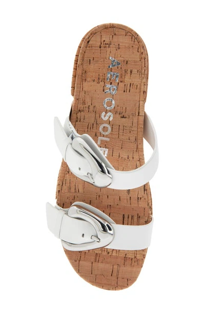 Shop Aerosoles Chance Platform Slide Sandal In White Leather