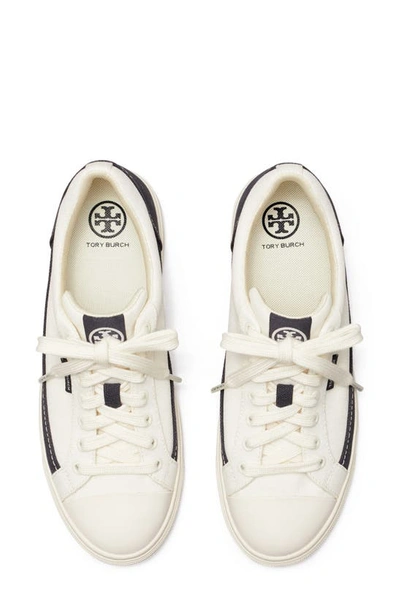 Shop Tory Burch Classic Court Sneaker In Ivory Canvas/ Navy Bandana