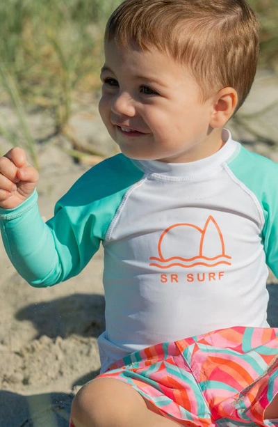 Snapper Rock Geo Melon Long Sleeve Two-piece Rashguard Swimsuit In Red