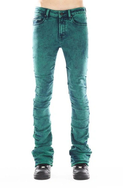 Shop Cult Of Individuality Hipster Nomad Stacked Bootcut Jeans In Emerald