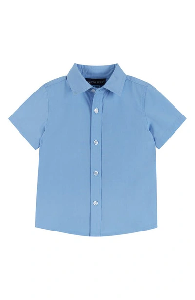 Shop Andy & Evan Short Sleeve Button-up Shirt, Suspenders, Bow Tie & Shorts Set In Blue