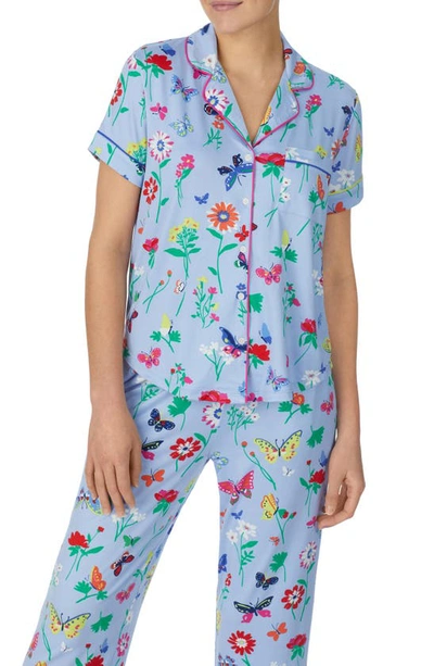 Shop Kate Spade Print Crop Pajamas In Blue Print