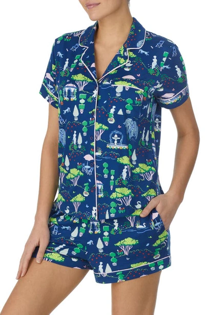 Shop Kate Spade Print Short Pajamas In Navy Prt