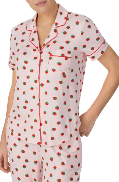 Shop Kate Spade Print Crop Pajamas In Pink Print