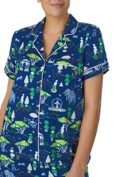 Shop Kate Spade Print Short Pajamas In Navy Prt
