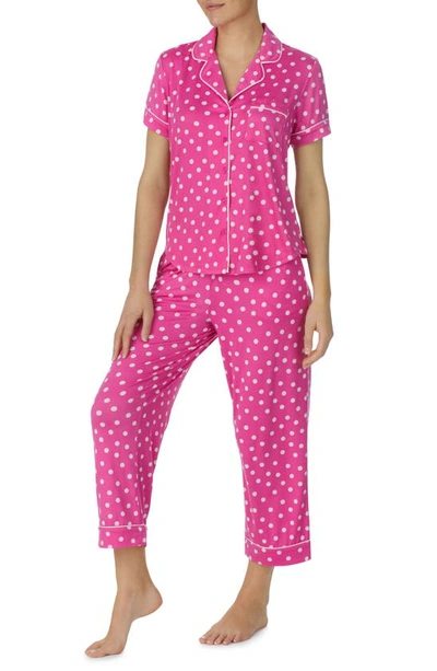Shop Kate Spade Print Crop Pajamas In Pink