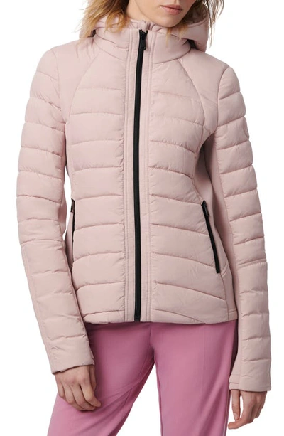 Shop Bernardo Hooded Quilted Water Repellent Jacket In Desert Rose