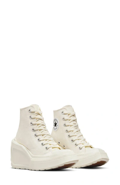 Converse Chuck 70 De Luxe High Top Wedge Sneaker In Egret/ Black/ White