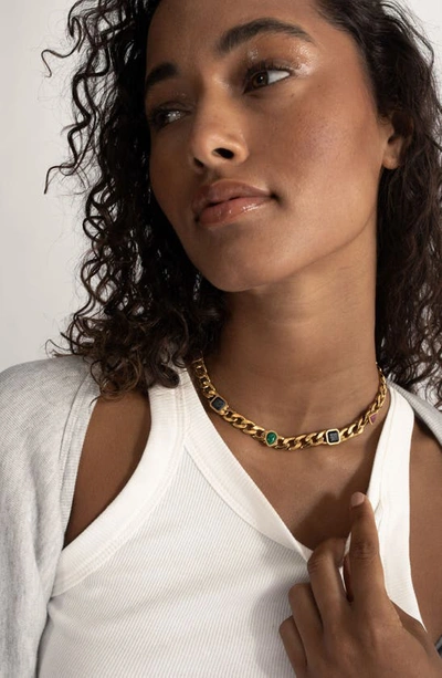 St. Moran Geo Street Stone Station Curb Chain Necklace In Multi