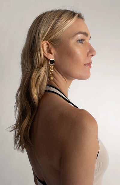 Shop St. Moran Geo Street Onyx Drop Earrings In Black