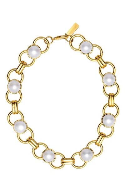 Shop St. Moran Freshwater Pearl Station Necklace In White