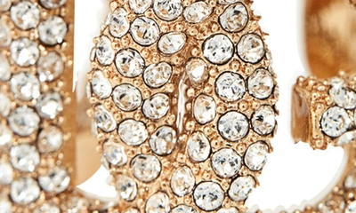 Dolce & Gabbana Silver Crystal Logo Ring In Gold