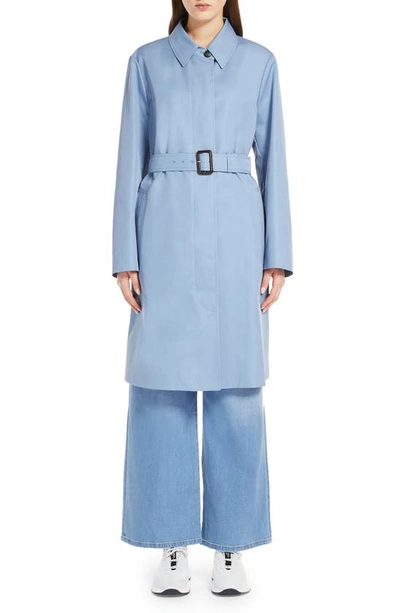 Shop Max Mara Vanda Belted Rain Coat In Light Blue