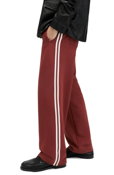 Shop Allsaints Oren Side Stripe Straight Leg Sweatpants In Imperial Red