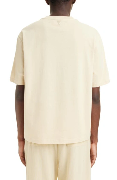Shop Ami Alexandre Mattiussi Ami De Coeur Logo Cotton T-shirt In Cream