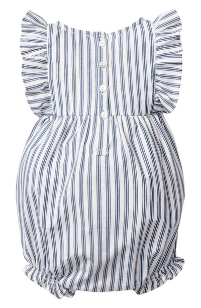 Petite Plume Ruffle Trim Cotton Blend One-piece Pajamas In Navy