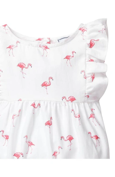 Shop Petite Plume Ruffle Trim Cotton Blend One-piece Pajamas In White